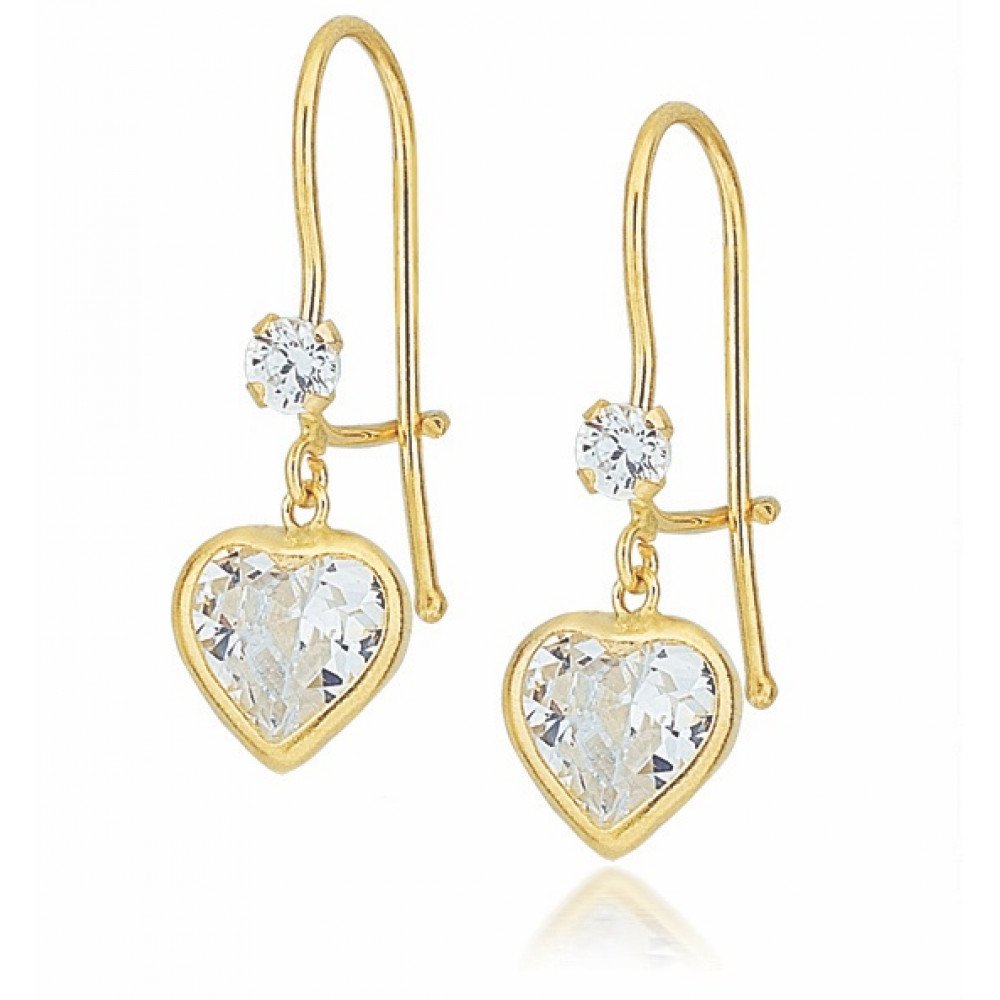 BRINCO CORAÇÃO OURO 18K COM ZIRCONIA BRANCA
