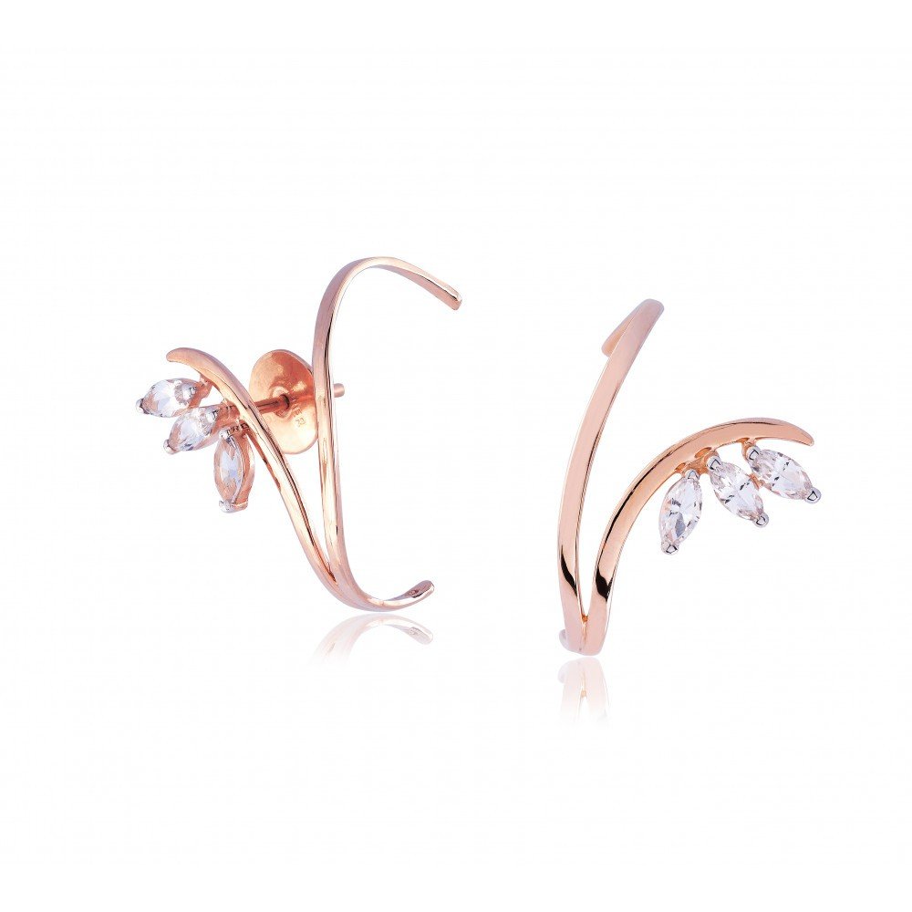 BRINCO OURO ROSE 18K COM TOPAZIO BRANCO
