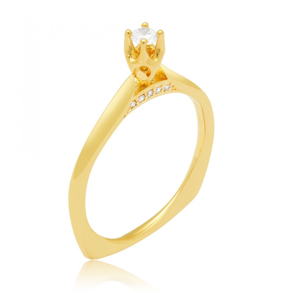 ANEL SOLITÁRIO OURO 18K COM ZIRCÔNIA