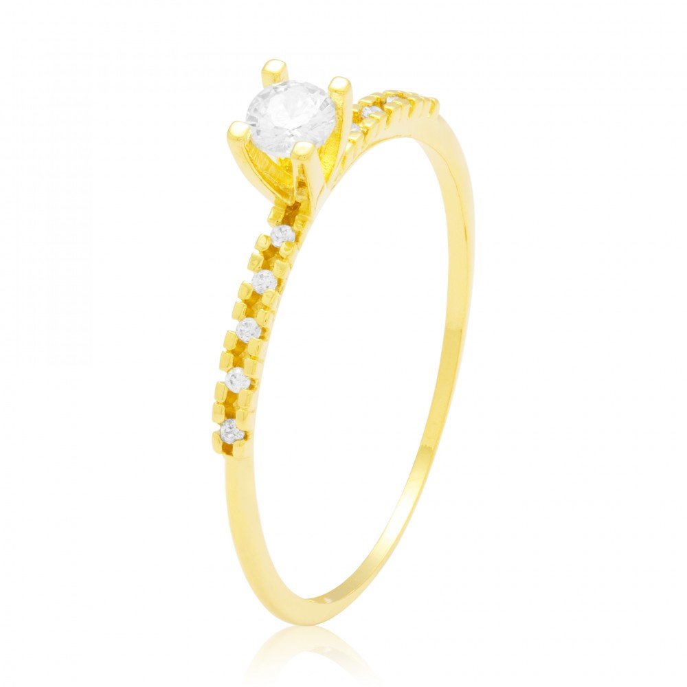 ANEL SOLITÁRIO OURO 18K COM ZIRCÔNIA
