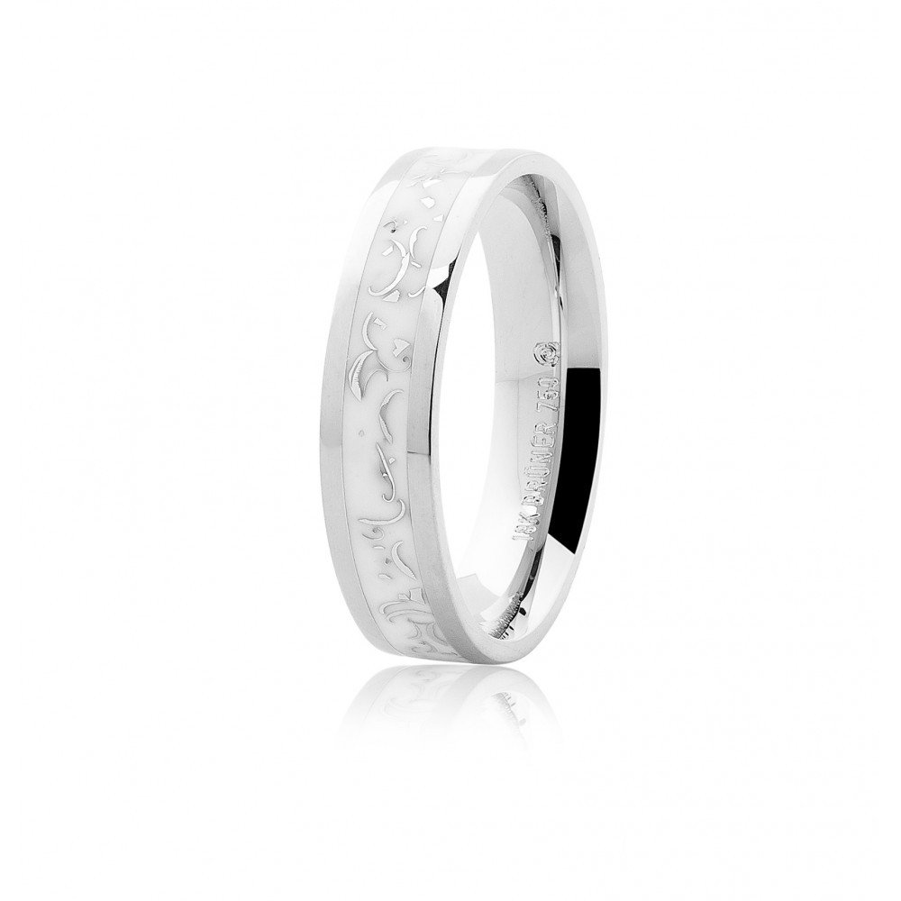 ALIANÇA OURO BRANCO 18K MARMORIZADO ANATÔMICA