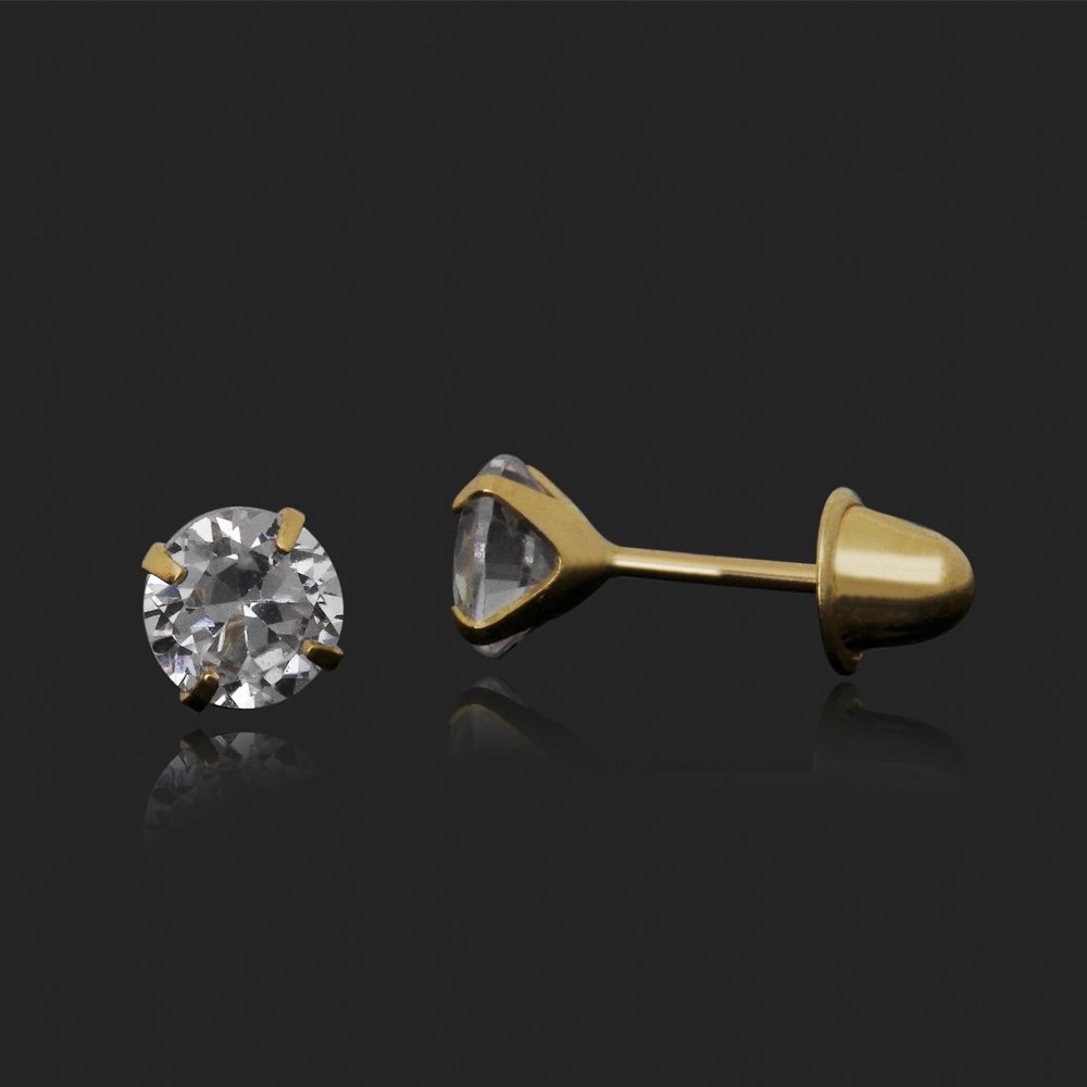 BRINCO FIXO OURO 18K COM ZIRCONIA BRANCA
