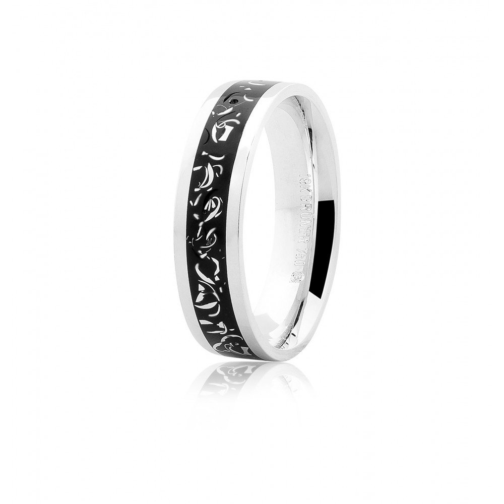 ALIANÇA OURO BRANCO 18K COM PIGMENTO BLACK