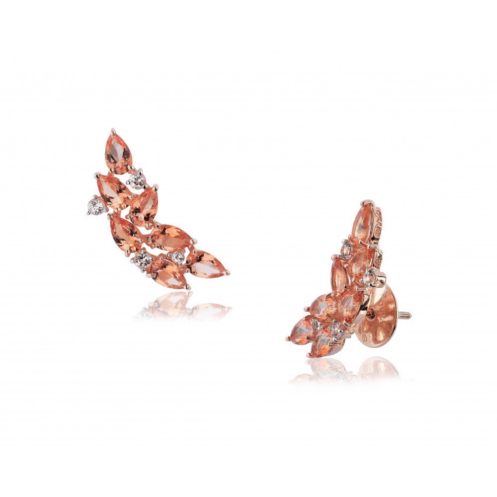 BRINCO OURO ROSE 18K COM PEDRAS NATURAIS