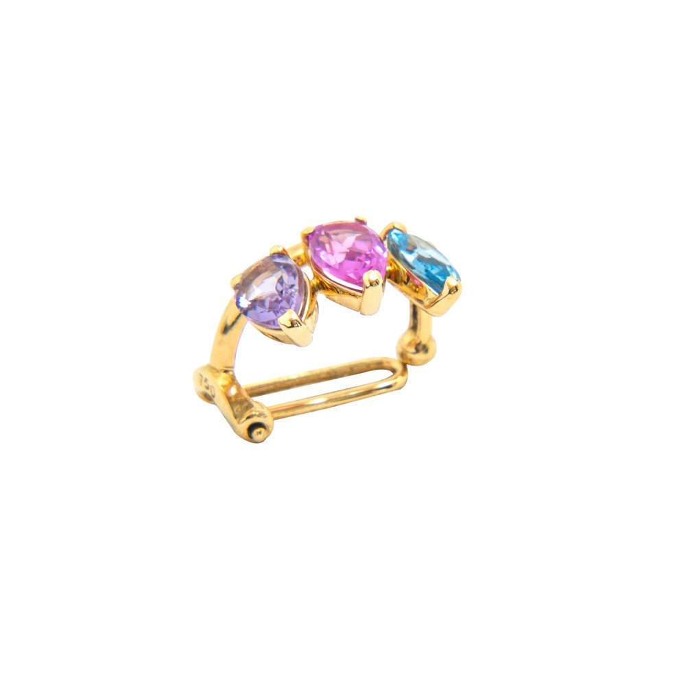 PIERCING OURO 18K ZIRCÔNIAS COLORIDAS