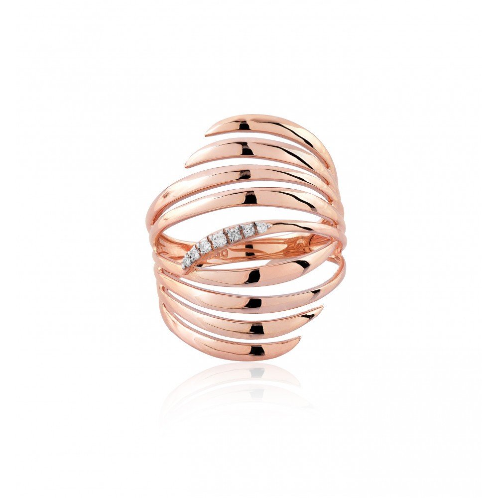ANEL OURO ROSE 18K COM BRILHANTES