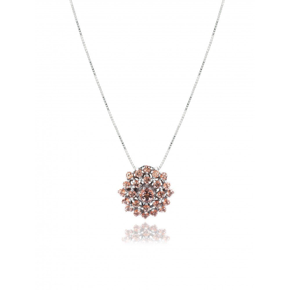 GARGANTILHA BUQUE OURO BRANCO 18K COM TOPAZIO PEACH
