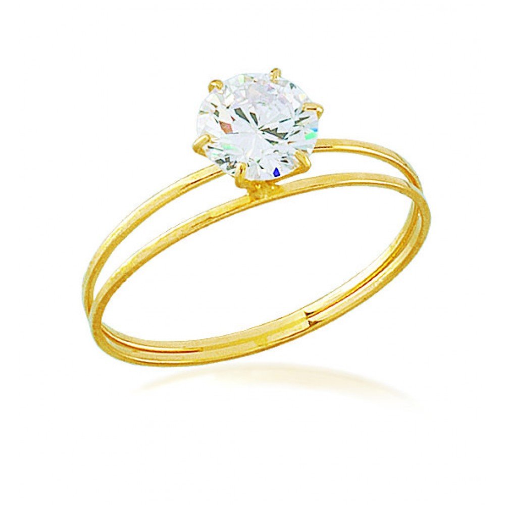 ANEL SOLITÁRIO OURO 18K COM ZIRCÔNIA