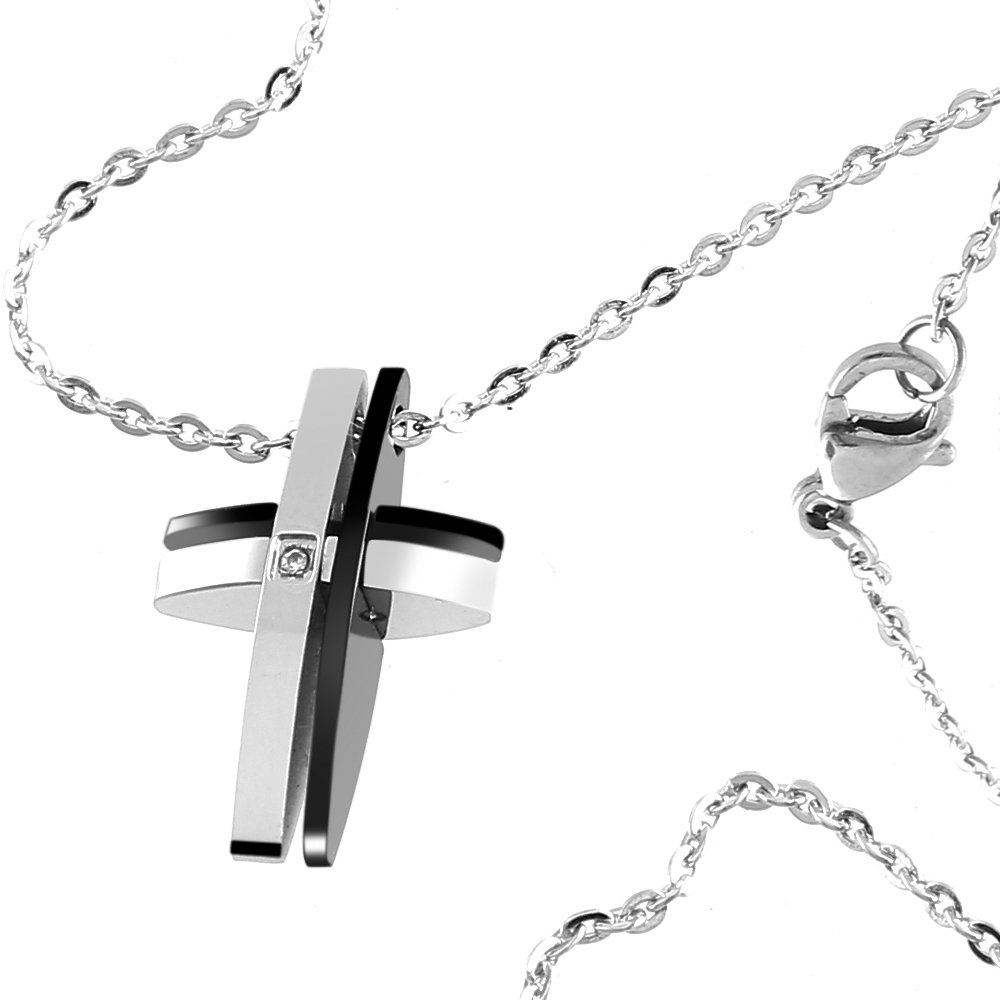 GARGANTILHA CONVEX CRUZ COM ZIRCONIA.
