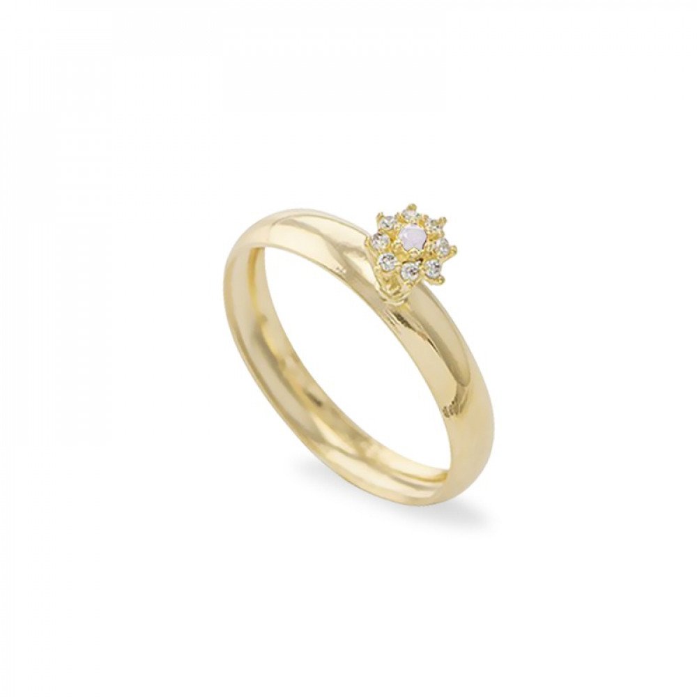 ANEL OURO 18K COM ZIRCÔNIAS