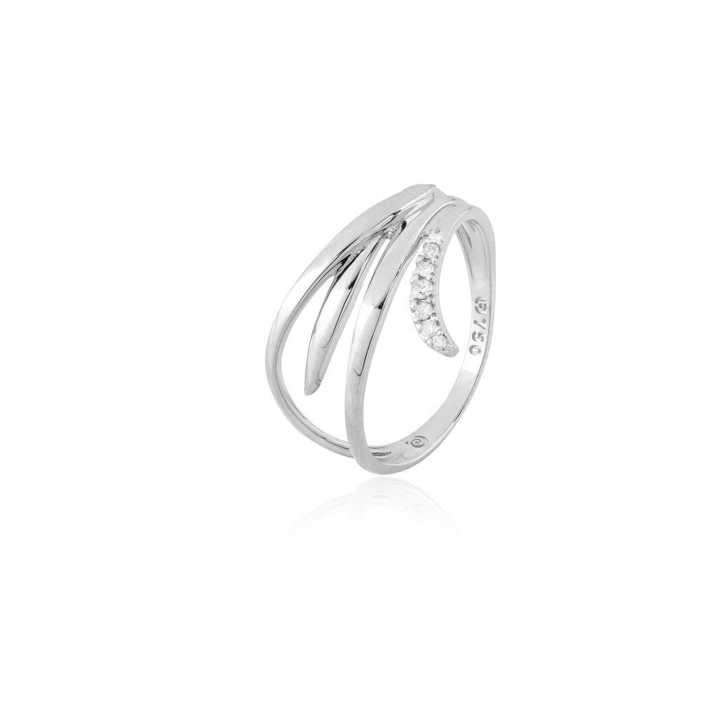 ANEL OURO BRANCO 18K COM BRILHANTES
