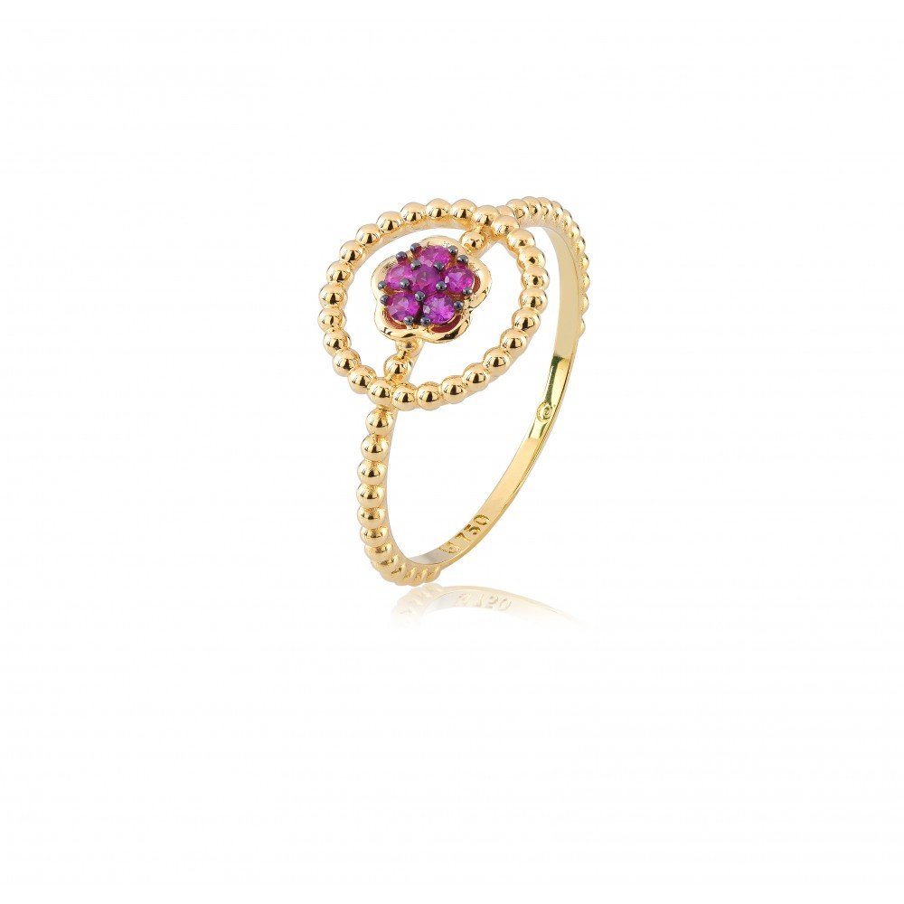 ANEL OURO 18K COM RUBI.