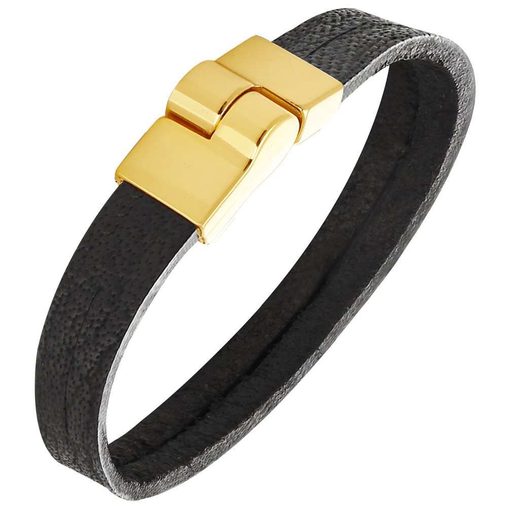 PULSEIRA DE COURO TRABALHADO COM FECHO EM AÇO COM IMÃ