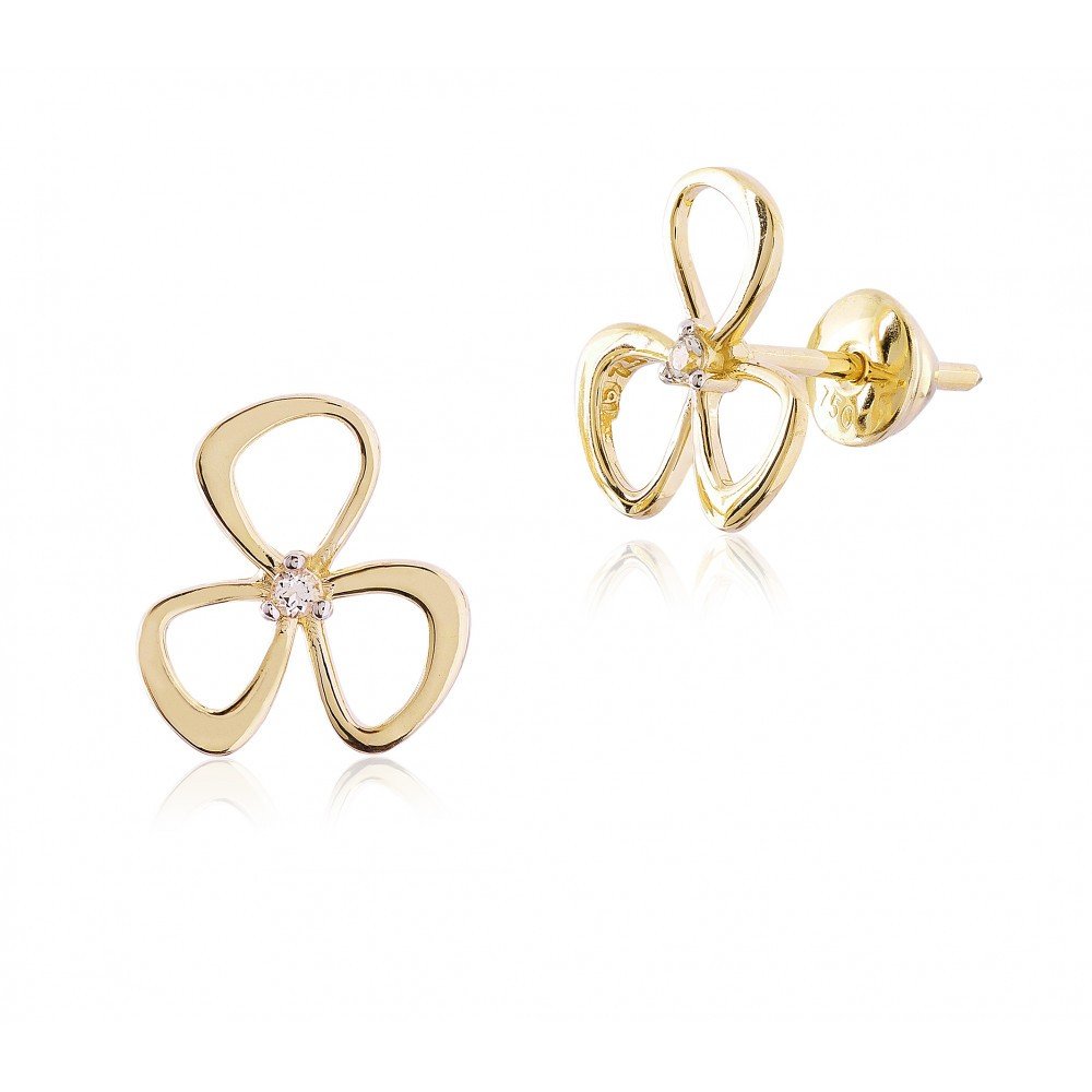 BRINCO OURO 18K COM TOPAZIO BRANCO
