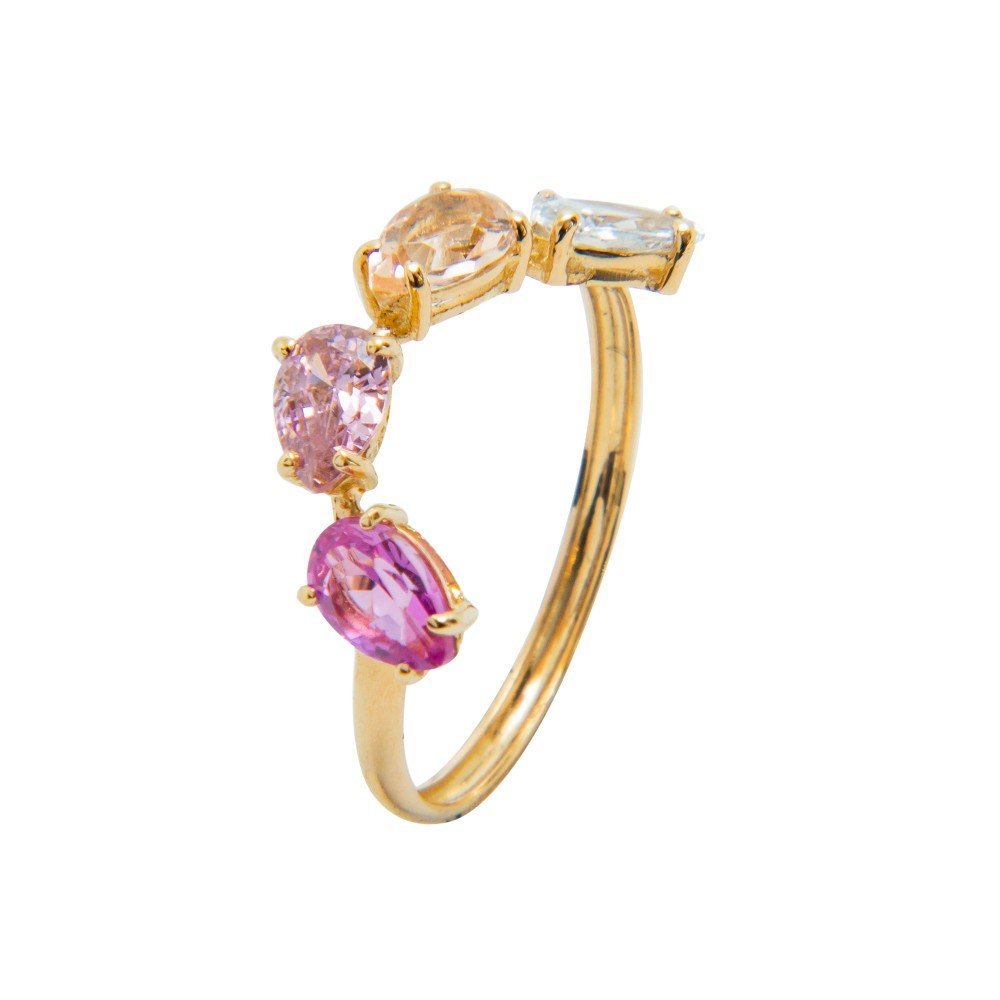 ANEL OURO 18K ZIRCÔNIAS COLORIDAS