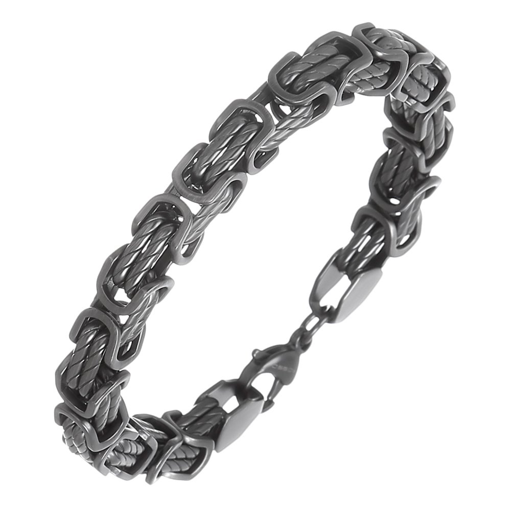 PULSEIRA ROSSO EM AÇO INOX COM TRABALHO ENVELHECIDO