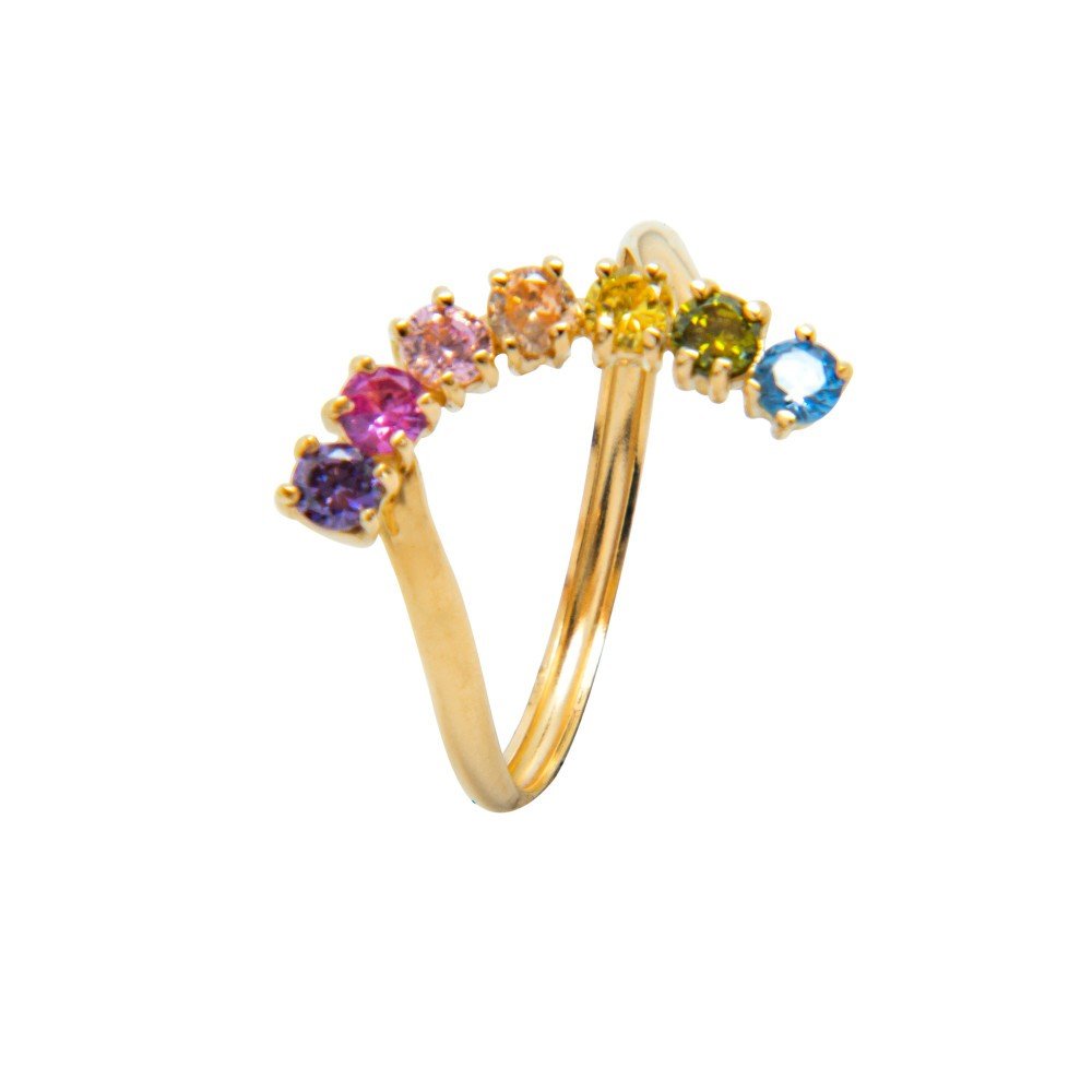 ANEL OURO 18K ZIRCÔNIAS COLORIDAS
