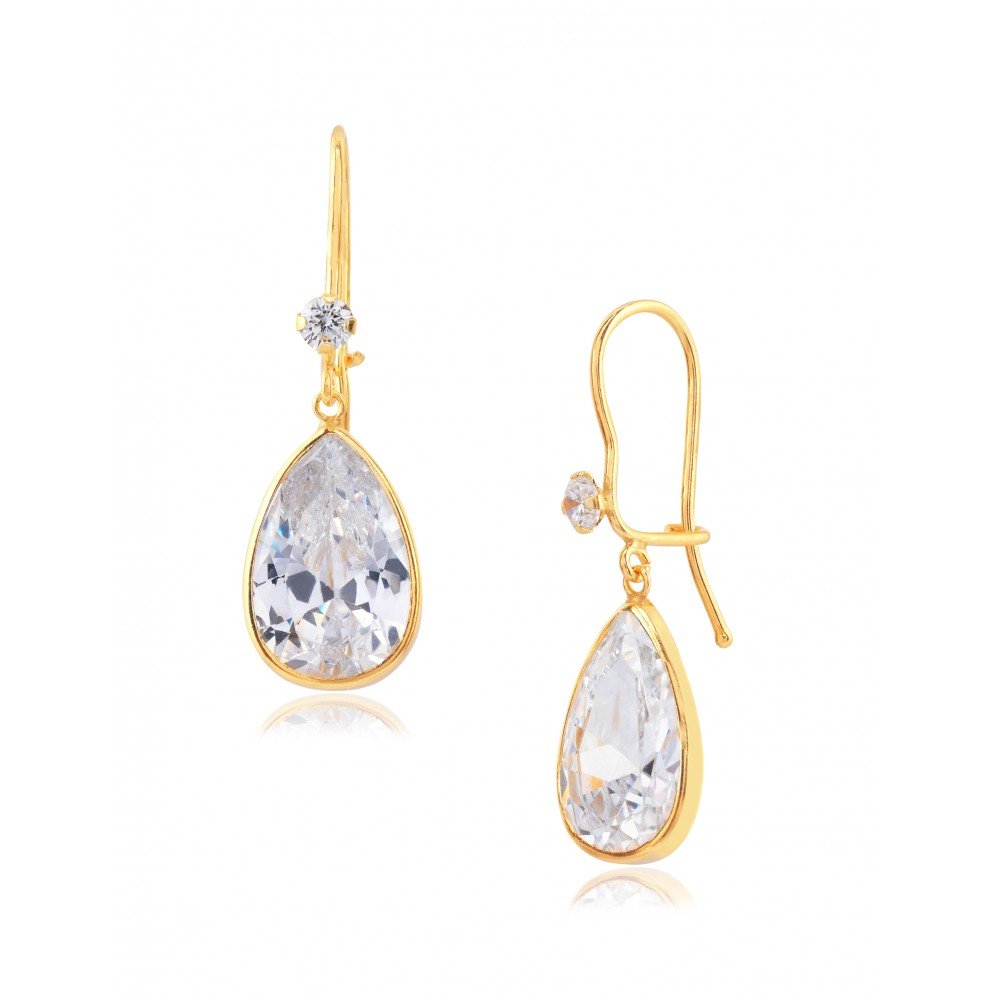 BRINCO GOTA OURO 18K ZIRCÔNIA BRANCA