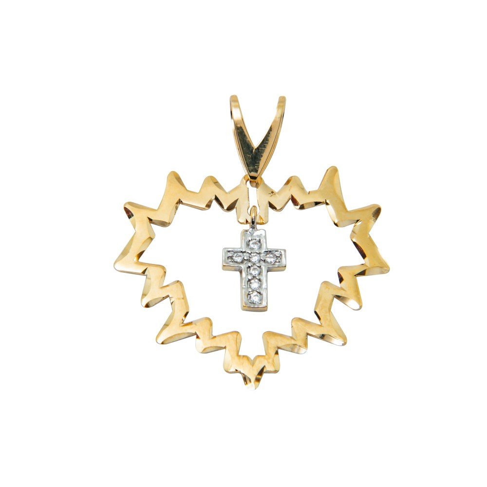 PINGENTE OURO 18K CRUZ ZIRCÔNIAS