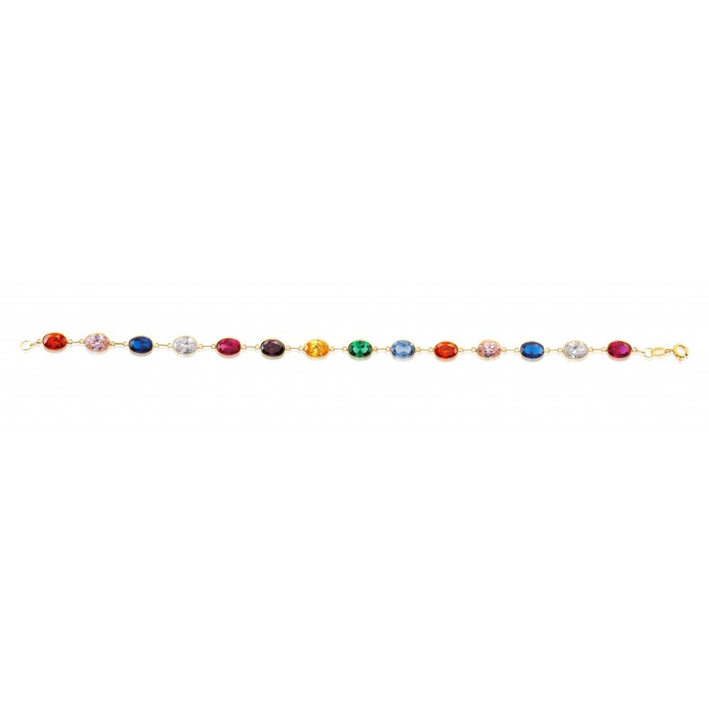 PULSEIRA OURO 18K ZIRCÔNIA COLORIDA