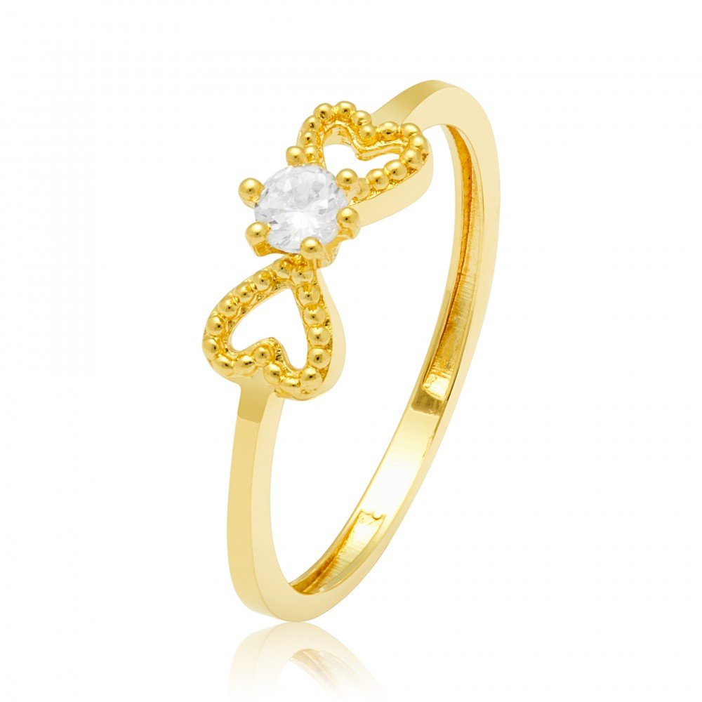 ANEL SOLITÁRIO OURO 18K COM ZIRCÔNIA