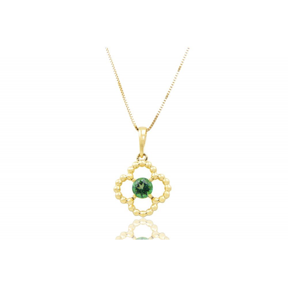 GARGANTILHA FLOR OURO 18K COM TOPAZIO RAINFOREST