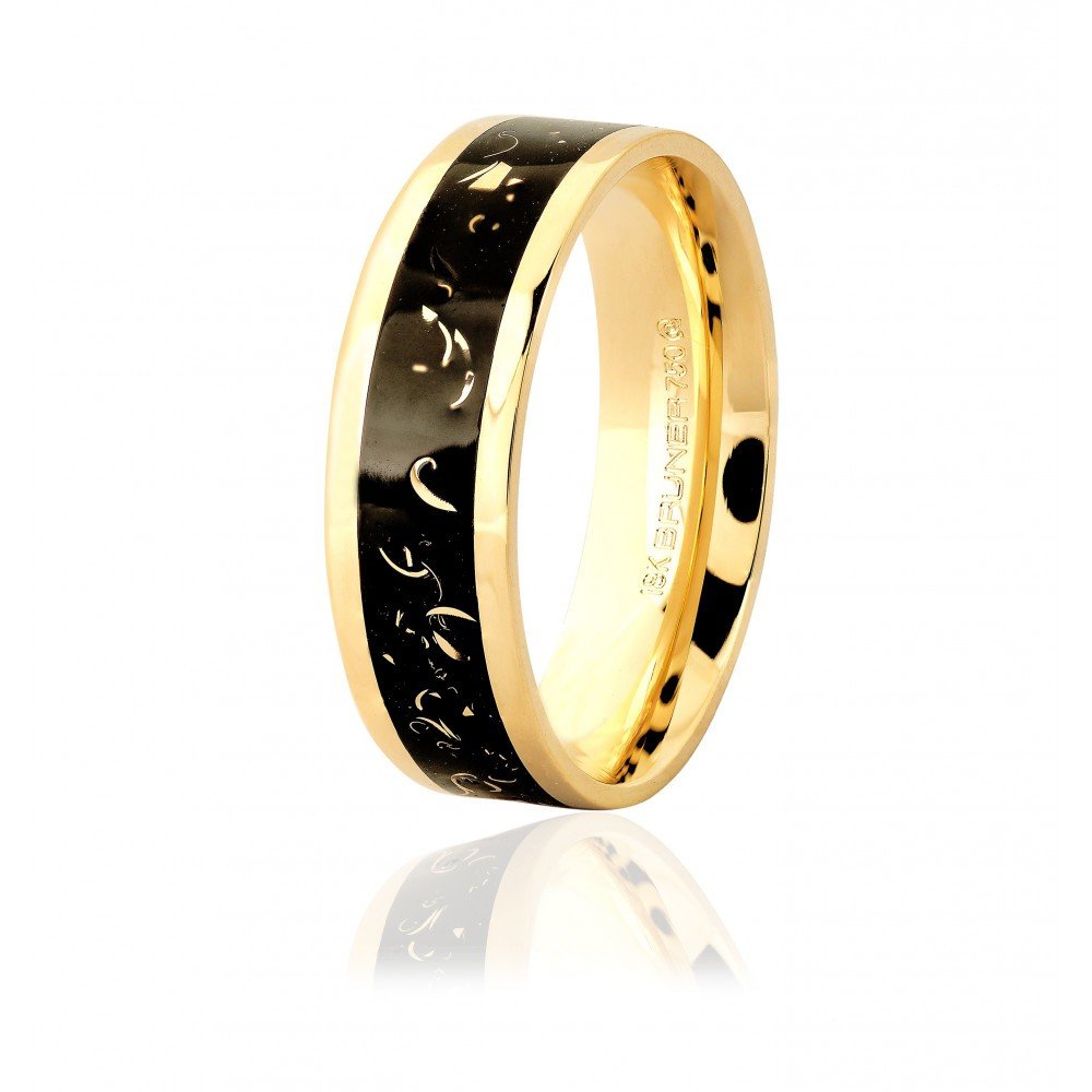 ALIANÇA OURO 18K COM PIGMENTO BLACK ANATÔMICA