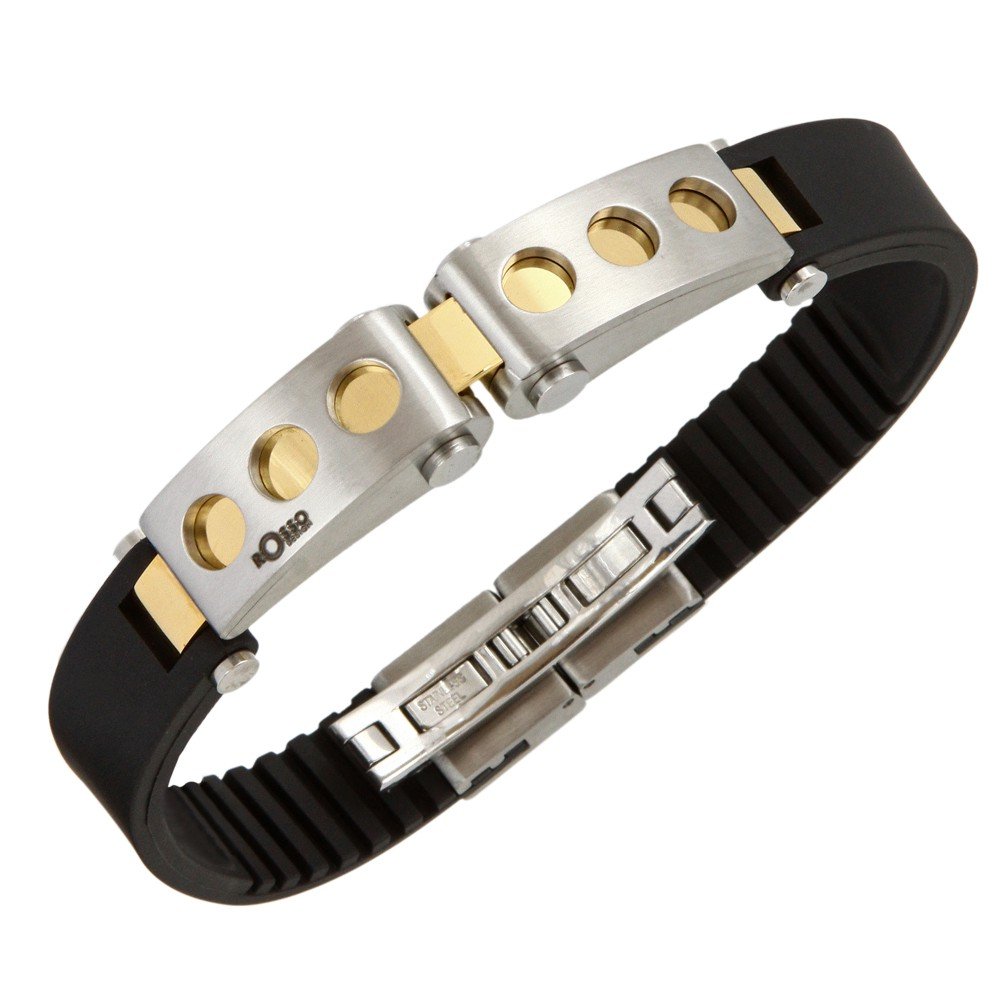 PULSEIRA MODELO ITALIANA ROSSO BORRACHA, AÇO E DETALHE DOURADO