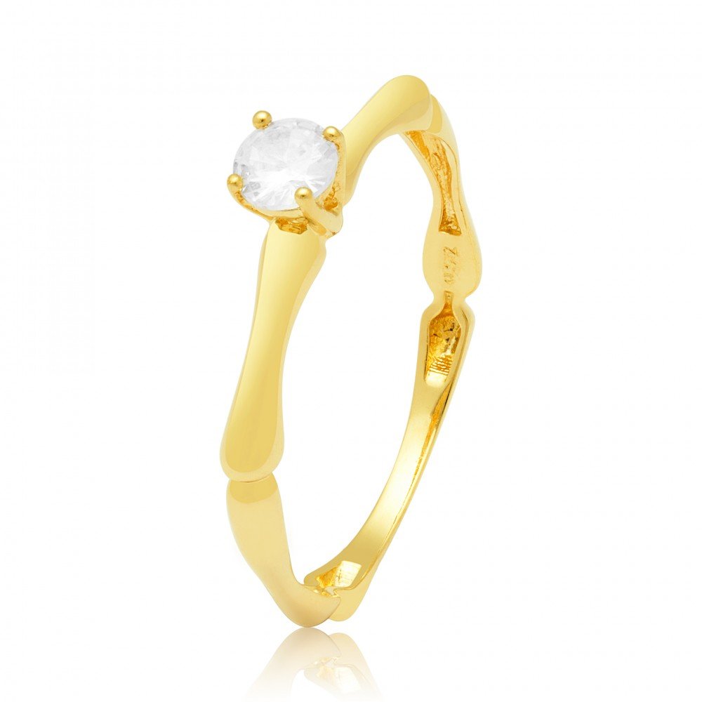 ANEL SOLITÁRIO OURO 18K COM ZIRCÔNIA