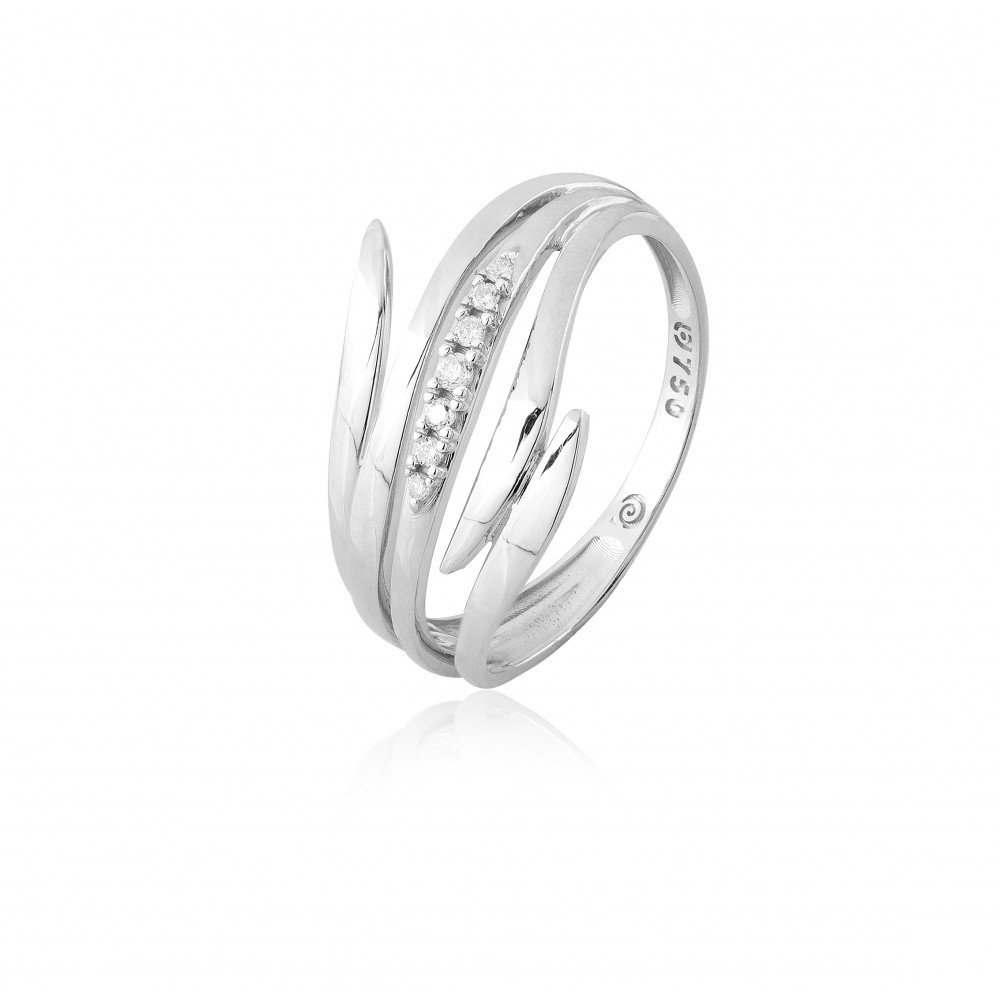 ANEL OURO BRANCO 18K COM BRILHANTES.