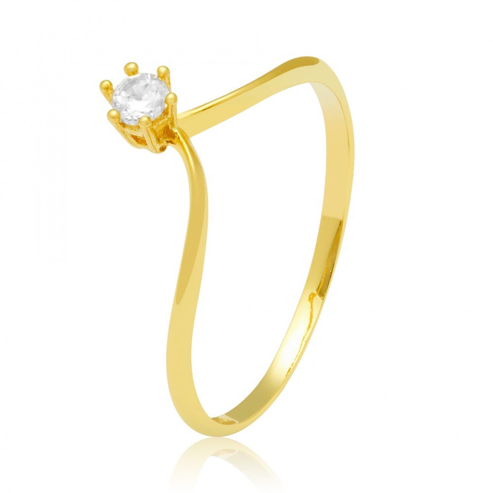 ANEL SOLITÁRIO OURO 18K COM ZIRCÔNIA