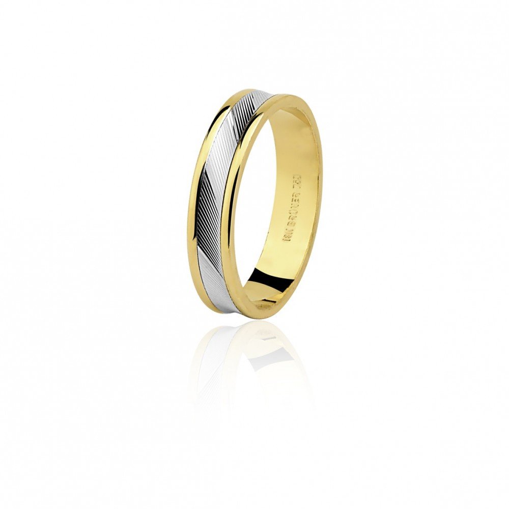 ALIANÇA OURO BRANCO E OURO AMARELO 18K DIAMANTADA
