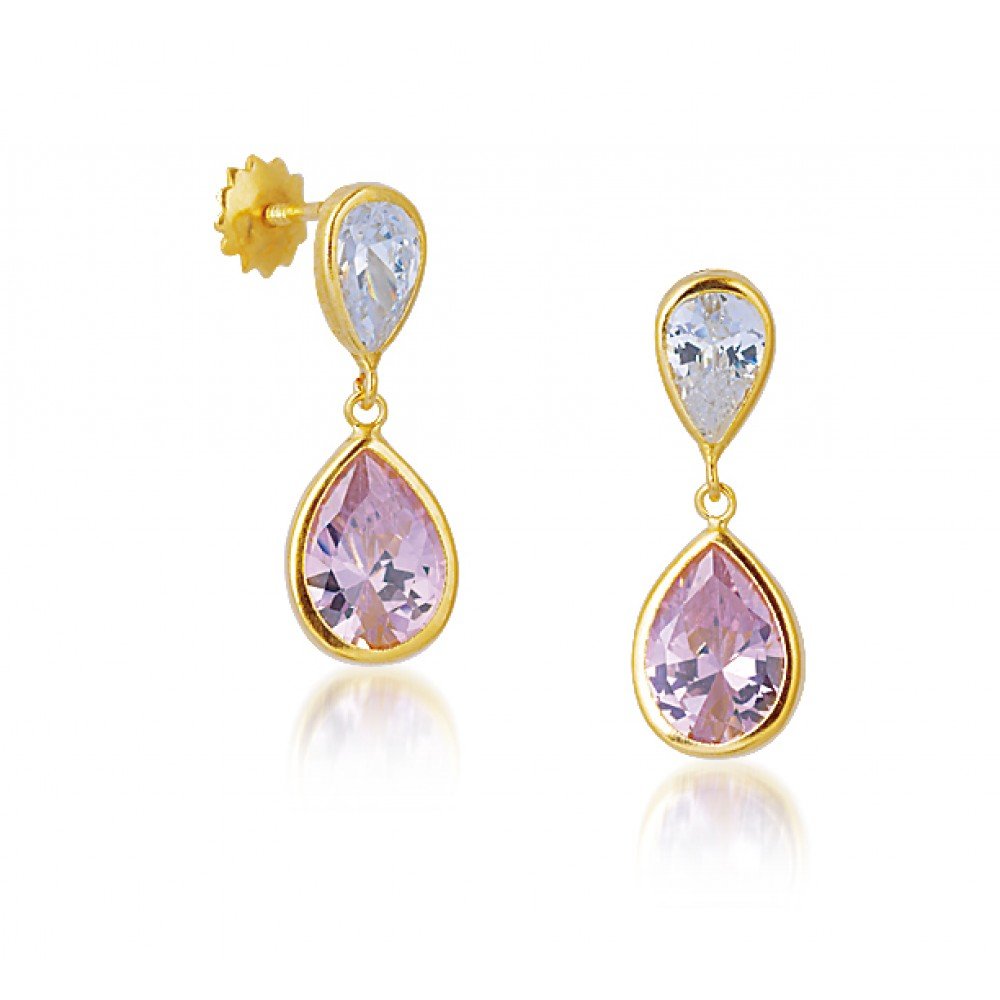 BRINCO GOTA OURO 18K ZIRCÔNIA