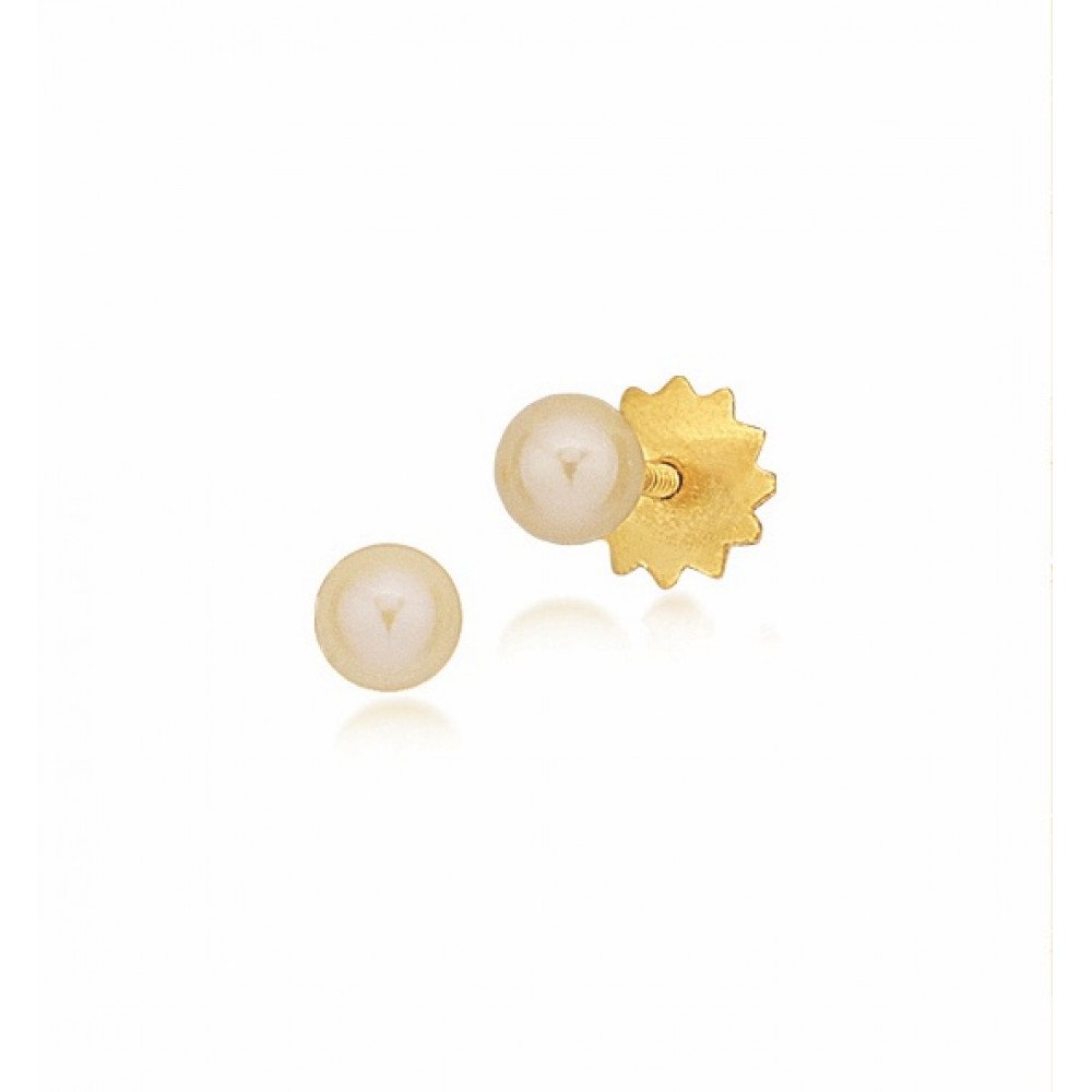 BRINCO TRADICIONAL OURO 18K E PÉROLA