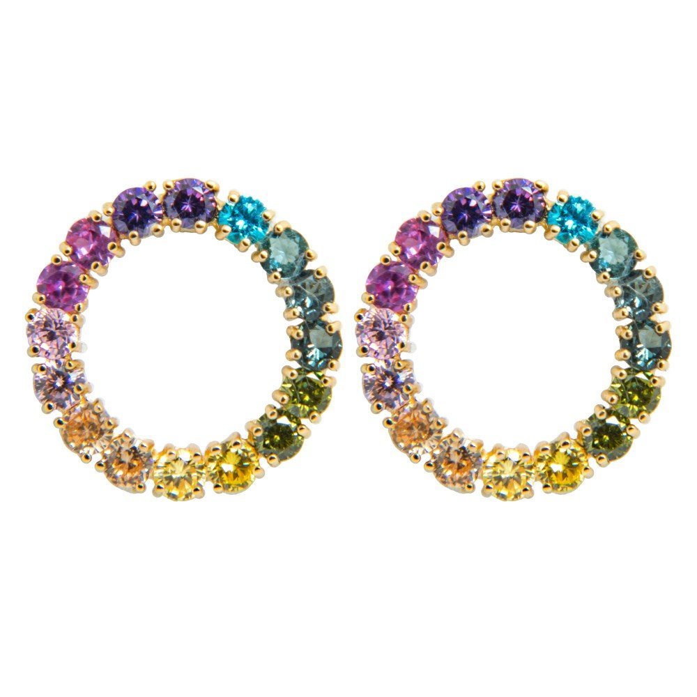 BRINCO OURO 18K ZIRCÔNIAS COLORIDAS