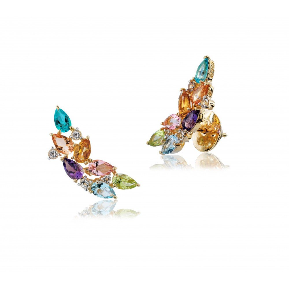 BRINCO OURO 18K COM PEDRAS NATURAIS