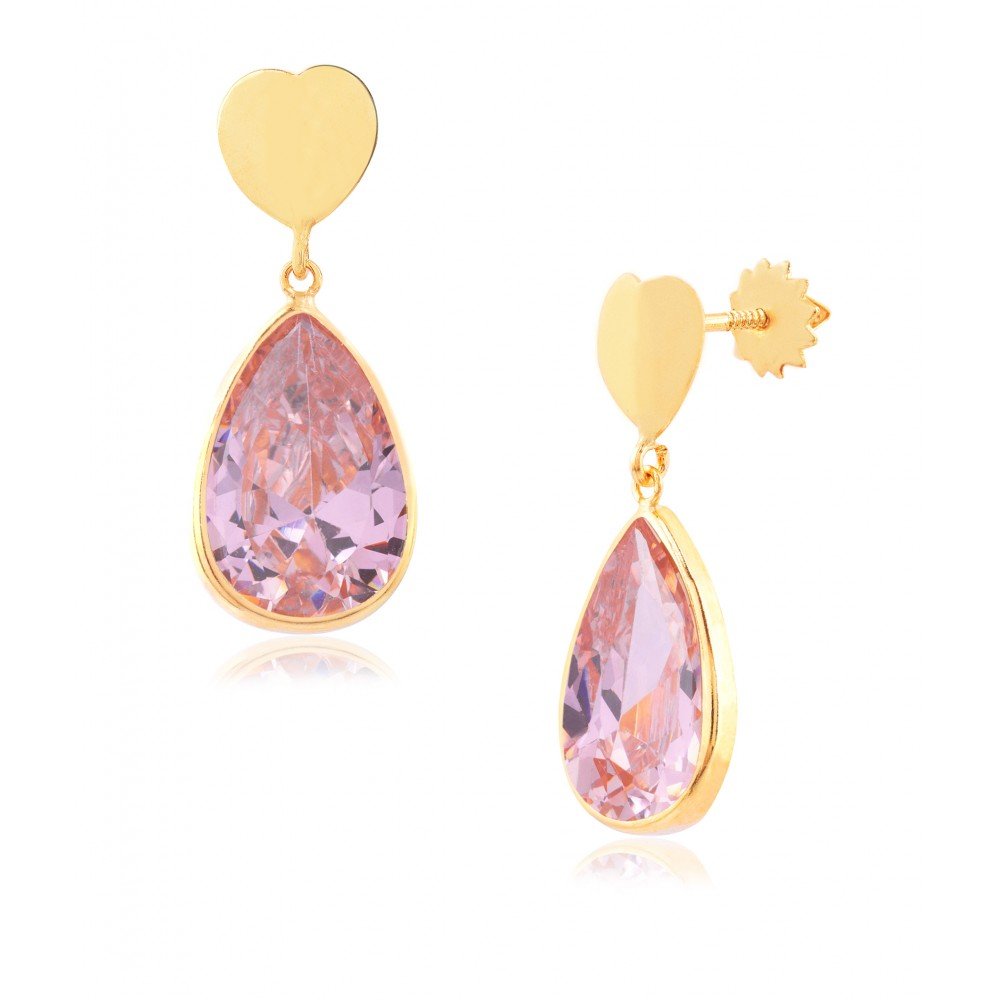 BRINCO GOTA OURO 18K ZIRCÔNIA