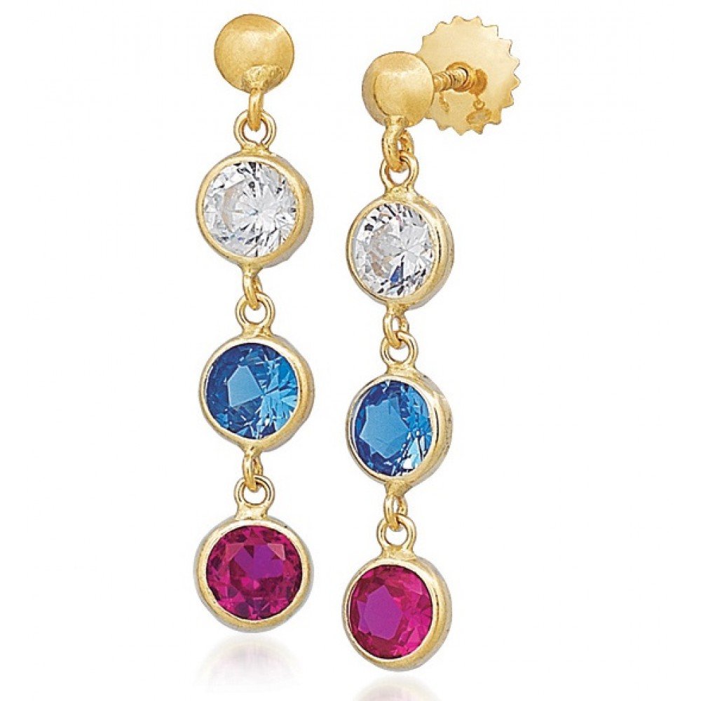 BRINCO OURO 18K ZIRCÔNIA COLORIDA