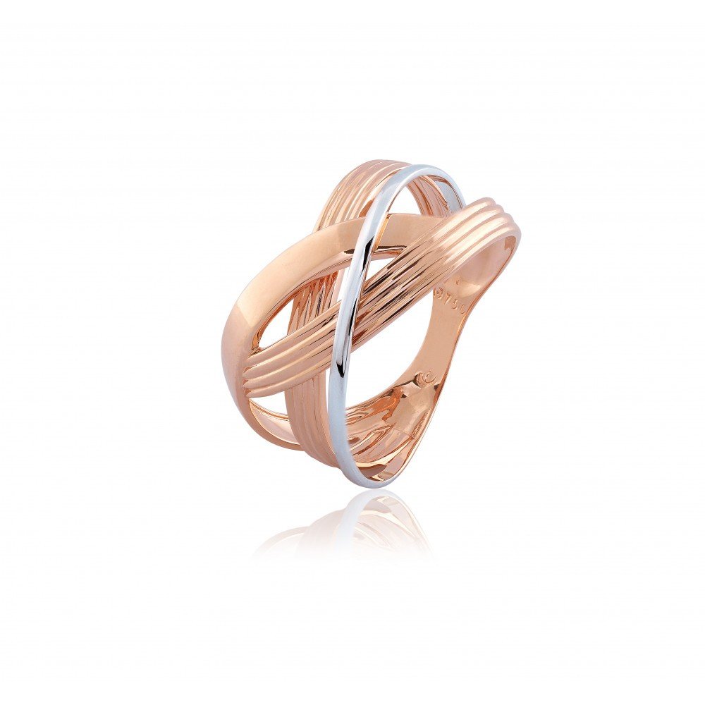 ANEL OURO VERMELHO E BRANCO 18K.