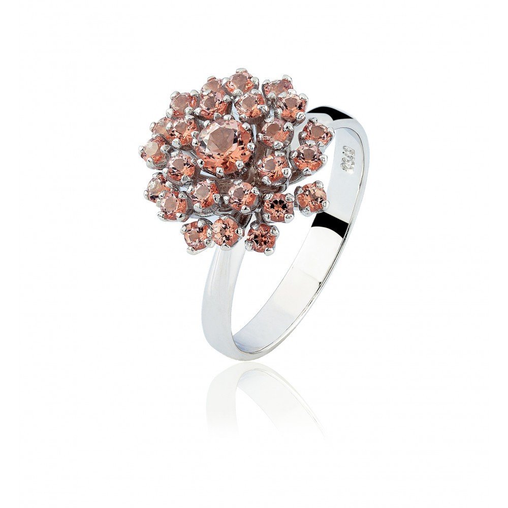 ANEL BUQUE OURO BRANCO 18K TOPAZIO PEACH.