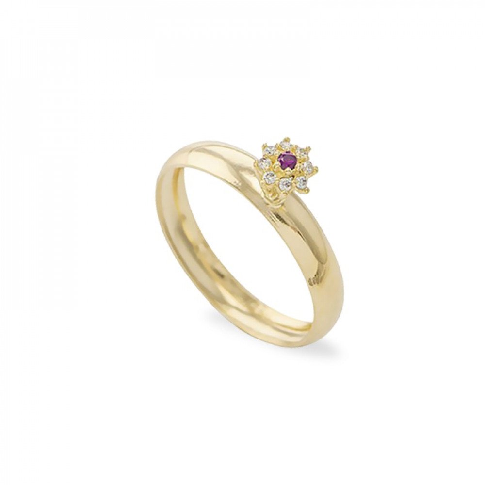 ANEL OURO 18K COM ZIRCÔNIAS