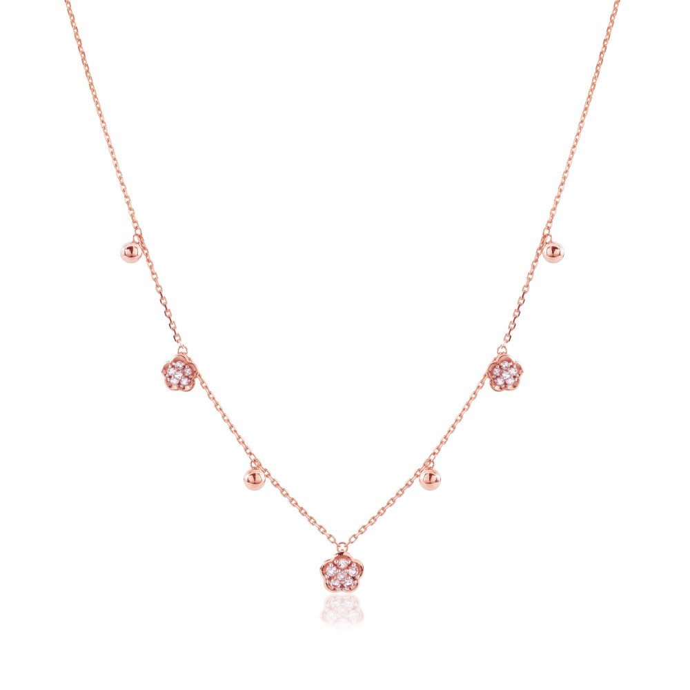 GARGANTILHA OURO ROSE 18K COM TOPAZIO BRANCO E TOPAZIO VERMELHO.