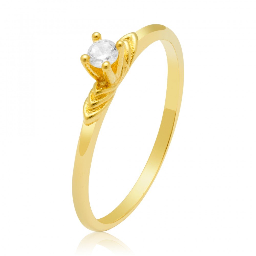 ANEL SOLITÁRIO OURO 18K COM ZIRCÔNIA