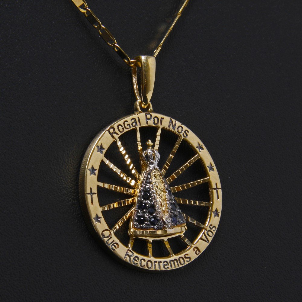 PINGENTE NOSSA SENHORA ROGAI POR NÓS OURO 18K