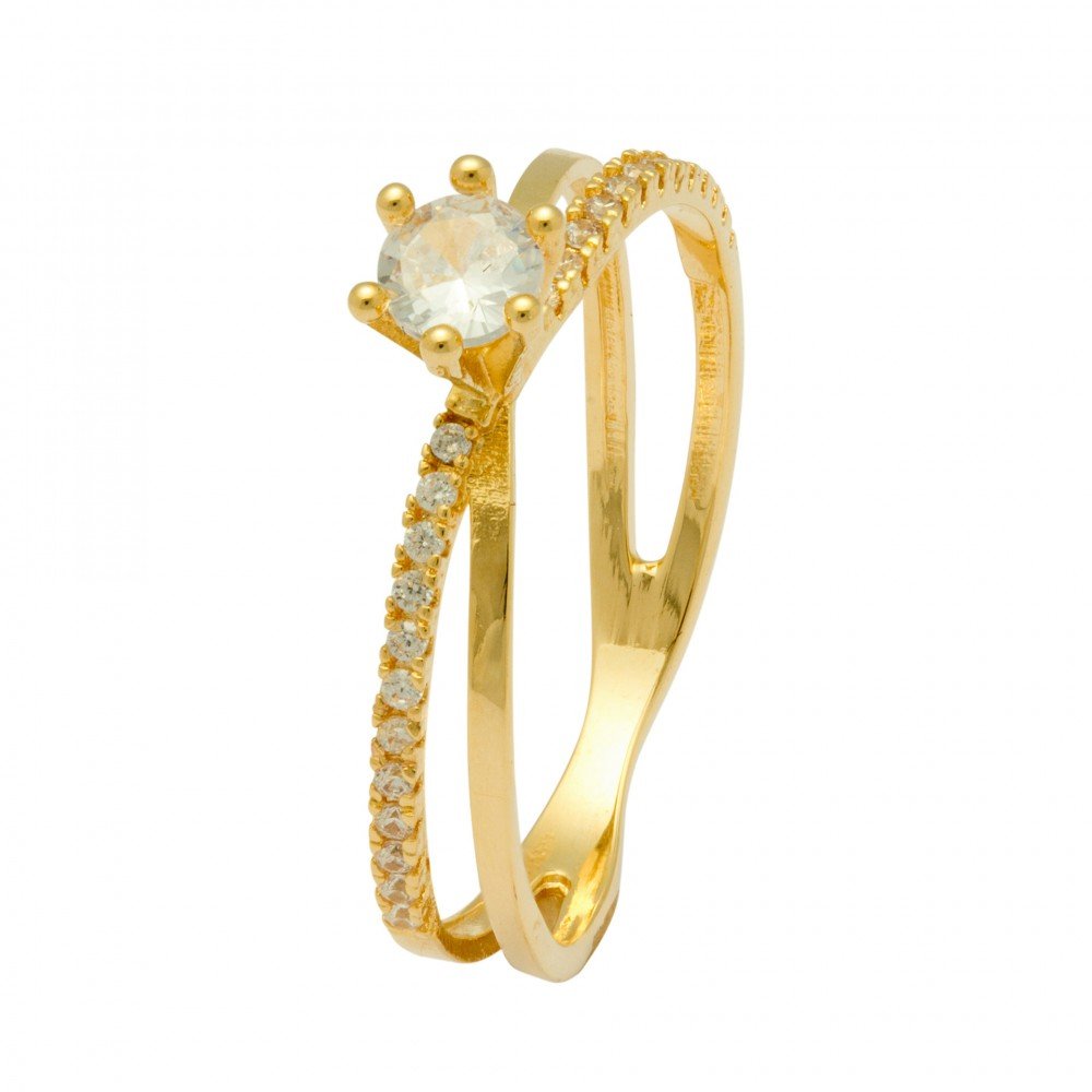 ANEL SOLITÁRIO OURO 18K COM ZIRCÔNIA