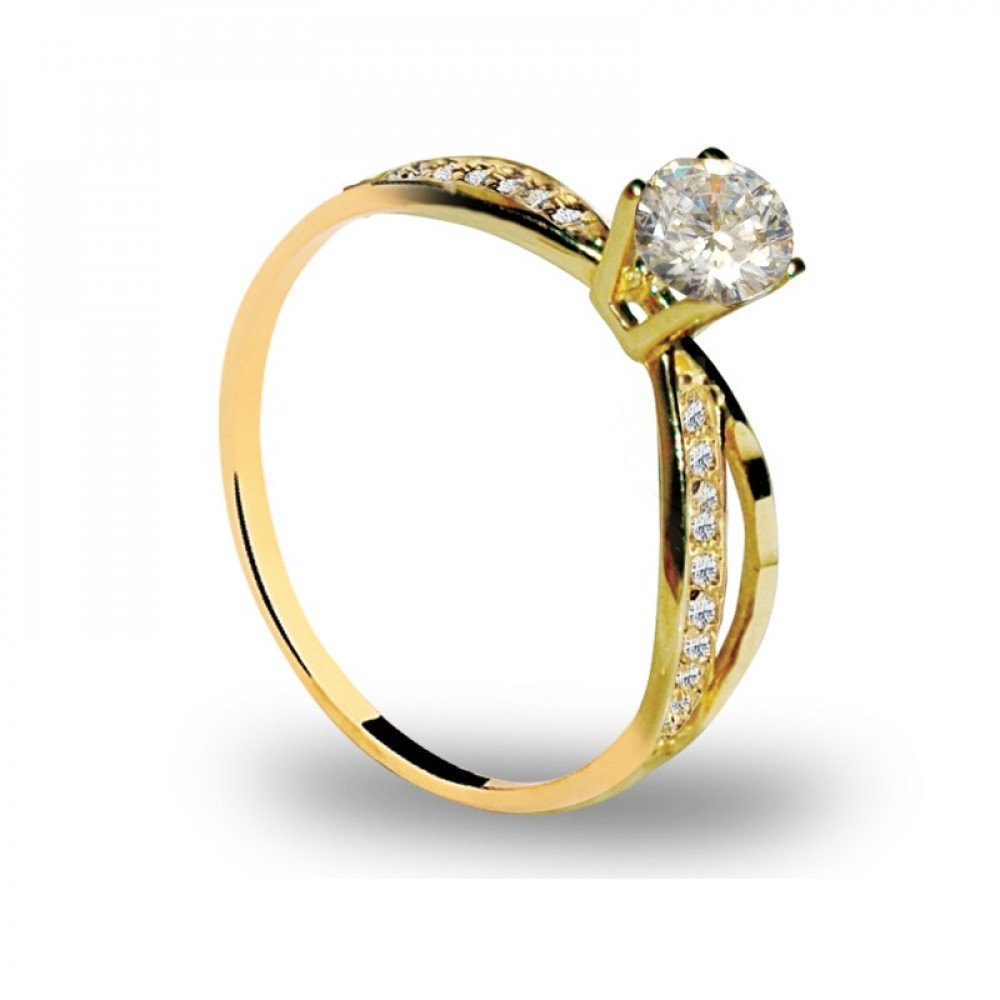 ANEL SOLITARIO OURO 18K COM ZIRCÔNIAS