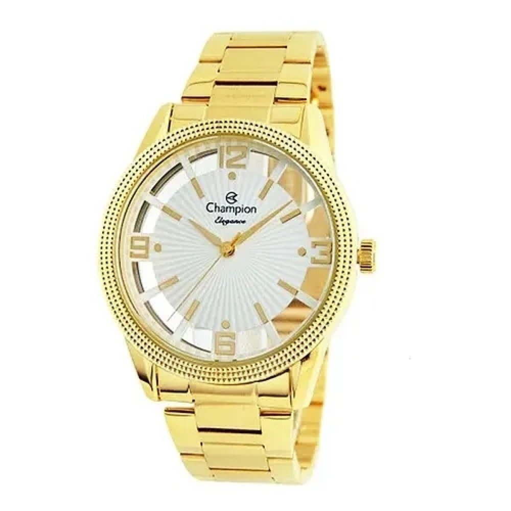 RELÓGIO CHAMPION DOURADO FUNDO TRANSPARENTE